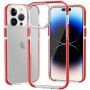 Etui przezroczyste z kolorową ramką z miękkiego plastiku do iPhone 14 Pro Max - czerwony