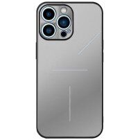 Aluminiowa osłona R-Just z ochroną obiektywu kamery dla iPhone 14 Pro Max - srebrny