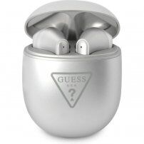 Bezprzewodowe słuchawki Guess True Wireless Triangle Logo dla urządzeń Apple - srebrna