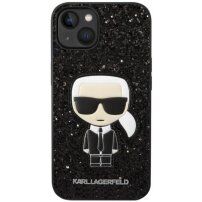 Karl Lagerfeld Glitter Flakes Ikonik brokatowy pokrowiec dla iPhone 14 - czarny