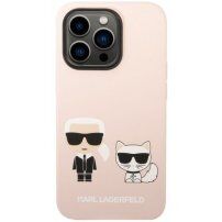 Karl Lagerfeld Karl and Choupette silikonowy pokrowiec z MagSafe dla iPhone 14 Pro Max - różowy