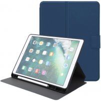 Pokrowiec ze skóry PU ze stojakiem i miejscem na Apple Pencil do iPad 10,2" (2019-2021) / Air 3 (2019) / Pro 10,5" - ciemnoniebieski