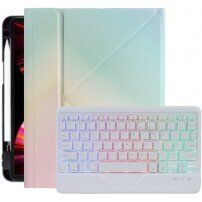 Obudowa z kolorową podświetlaną klawiaturą i miejscem na Apple Pencil do iPad 10,2" (2019-2021) / Air 3 (2019) / Pro 10,5" - tęczowy