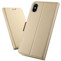 Pokrowiec flip ze stojakiem dla iPhone XS Max - złoty