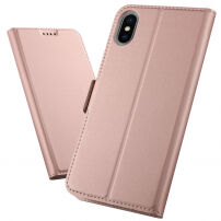 Pokrowiec flip ze stojakiem dla iPhone XS Max - różowo-złoty