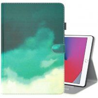Pokrowiec z akwarelowym wzorem i miejscem na karty do iPad 9,7" (2017/2018) / Air 1 / 2 / Pro 9,7" - naftowy