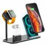 Szybki stojak ładujący 3w1 do ładowania bezprzewodowego dla iPhone / Apple Watch / AirPods - czarny