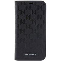 Karl Lagerfeld Saffiano Monogram flip pokrowiec dla iPhone 12 / 12 Pro - czarne