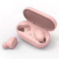 Bezprzewodowe słuchawki bluetooth TWS-M1 z etui ładującym dla urządzeń Apple - różowa