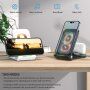 Wielofunkcyjny, bezprzewodowy, składany stojak 3 w 1 dla iPhone'a / Apple Watch / Airpods - czarny
