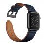 Elegancki pasek z prawdziwej skóry dla Apple Watch Ultra 49mm / 46mm / 45mm / 44mm / 42mm - ciemnoniebieski