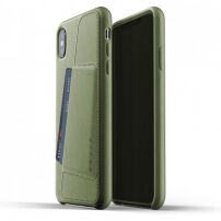Mujjo Full Leather Wallet pokrowiec do iPhone XS Max - oliwkowy