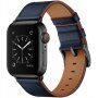 Elegancki pasek z prawdziwej skóry dla Apple Watch Ultra 49mm / 46mm / 45mm / 44mm / 42mm - ciemnoniebieski