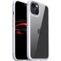 Przezroczyste etui odporne na uderzenia z teksturą karbonu do iPhone 14 Plus - biały
