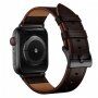 Elegancki pasek z prawdziwej skóry dla Apple Watch Ultra 49mm / 46mm / 45mm / 44mm / 42mm - ciemnobrązowy