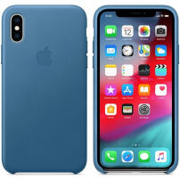 Oryginalny Apple pokrowiec skórzany do iPhone XS - niebiesko-szary