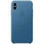 Oryginalny Apple pokrowiec skórzany do iPhone XS - niebiesko-szary