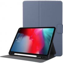 Pokrowiec ze skóry PU ze stojakiem i miejscem na Apple Pencil do iPad Pro 12,9" (2018-2022) - niebieski szary