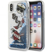 Karl Lagerfeld Karl Captain Carl Liquid Glitter pokrowiec do iPhone X - niebieski