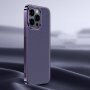 Skórzana okładka z platerowaną ramą dla iPhone 14 Pro - fioletowy