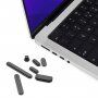 Silikonowe nakładki przeciwpyłowe ENKAY 7w1 dla portów MacBook Air 13" / Air 15" / Pro 14" / Pro 16" - czarne
