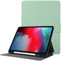 Pokrowiec ze skóry PU ze stojakiem i miejscem na Apple Pencil do iPad Pro 12,9" (2018-2022) - zielony