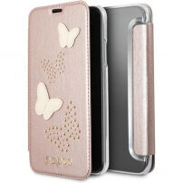 Guess Studs and Sparkle Book pokrowiec do iPhone X - różowo-złoty
