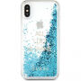 Guess Liquid Glitter etui tylne do iPhone X - niebieskie