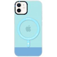 Przezroczysty pokrowiec z MagSafe dla iPhone 12 / 12 Pro - niebieskie