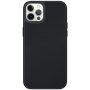 Skórzana okładka z platerowaną ramą dla iPhone 12 Pro Max - czarny