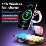 Magnetyczna podstawka ładująca 3 w 1 z lampką nocną dla iPhone / Apple Watch / Airpods - biały