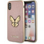 Guess Saffiano Butterfly etui do iPhone X - różowo-złote