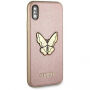 Guess Saffiano Butterfly etui do iPhone X - różowo-złote