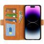 Etui z klapką ze skóry PU dla iPhone 15 Pro - kolor brązowy siodłowy