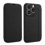 Pokrowiec portfelowy z silikonu i skóry PU do iPhone 15 Pro - czarne