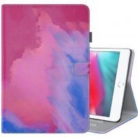 Pokrowiec z akwarelowym wzorem i miejscem na karty do iPad mini 1 / 2 / 3 / 4 / 5 - różowy fioletowy