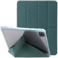 Etui z przezroczystym tyłem i podstawką origami dla iPad Pro 12,9" (2018-2022) - naftowy