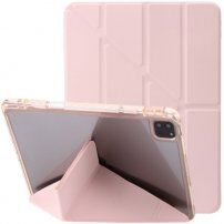 Etui z przezroczystym tyłem i podstawką origami dla iPad Pro 12,9" (2018-2022) - różowe