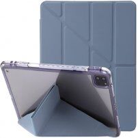 Etui z przezroczystym tyłem i podstawką origami dla iPad Pro 12,9" (2018-2022) - niebiesko-szary