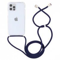Przezroczysty pokrowiec ze sznurkiem dla iPhone 15 Pro Max - ciemnoniebieski