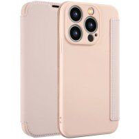 Pokrowiec portfelowy z silikonu i skóry PU do iPhone 15 Pro - różowe