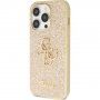Guess Fixed Glitter 4G Metal Logo brokatowy pokrowiec na iPhone 15 Pro Max - złote