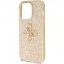 Guess Fixed Glitter 4G Metal Logo brokatowy pokrowiec na iPhone 15 Pro Max - złote