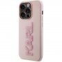Karl Lagerfeld 3D Rubber Glitter Logo Karl pokrowiec dla iPhone 15 Pro Max - różowy