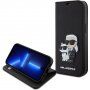 Karl Lagerfeld Saffiano Karl and Choupette NFT flip pokrowiec dla iPhone 15 - czarne