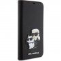 Karl Lagerfeld Saffiano Karl and Choupette NFT flip pokrowiec dla iPhone 15 Plus - czarne