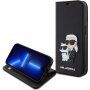Karl Lagerfeld Saffiano Karl and Choupette NFT flip pokrowiec dla iPhone 15 Pro - czarne