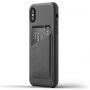 Mujjo Full Leather Wallet pokrowiec do Apple iPhone X - szary