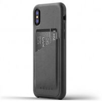 Mujjo Full Leather Wallet pokrowiec do Apple iPhone X - szary