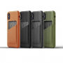 Mujjo Full Leather Wallet pokrowiec do Apple iPhone X - szary